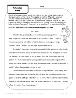 Metaphor Hunt | Figurative Language Worksheets