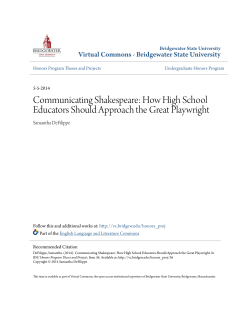 Communicating Shakespeare: How High School Educators Should