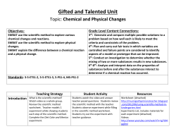 Gifted and Talented Unit-Chemical Reactions and Physical 2014