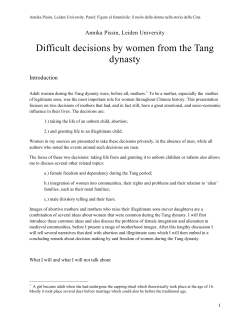 Difficult decisions by women from the Tang dynasty