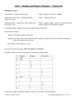 Unit 1 - Radian and Degree Measure &ndash; Classwork