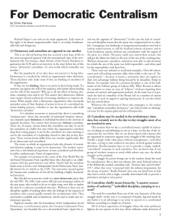 For Democratic Centralism - International Socialist Organization