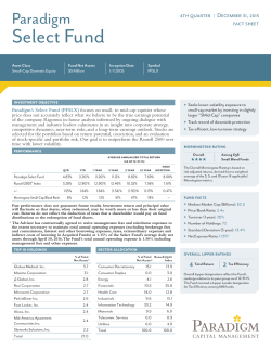 Select Fund 12/31/15 - Paradigm Capital Management