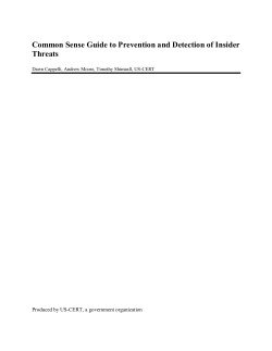 US CERT Common Sense Guide to Prevention and Detection of