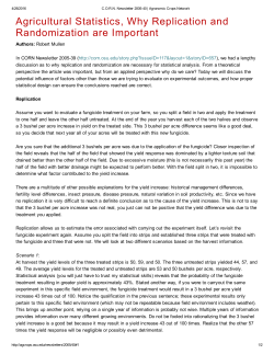 Agricultural Statistics, Why Replication and Randomization are