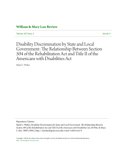 Disability Discrimination by State and Local Government: The