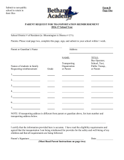 PARENT REQUEST FOR TRANSPORTATION