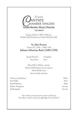 official program - Cantate Chamber Singers