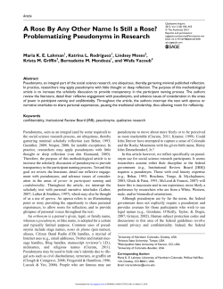 Problematizing Pseudonyms in Research