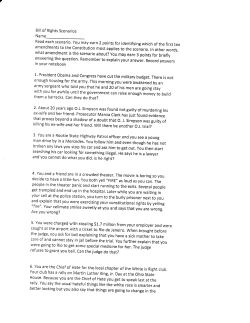 may earn 2 points for identifliing which of the first ten amendments to