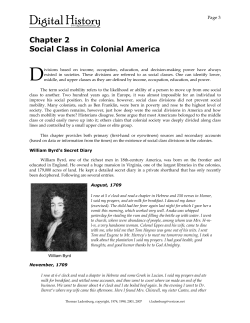 Chapter 2: Social Class in Colonial America