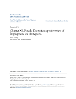 Chapter XII. Pseudo-Dionysius: a positive view of language and the