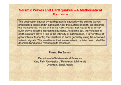 Seismic Waves and Earthquakes &ndash; A Mathematical Overview