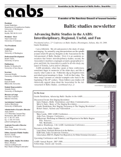 Newsletter 1 - Association for the Advancement of Baltic Studies