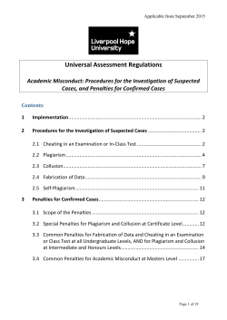 Universal Assessment Regulations Academic Misconduct