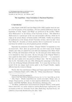 † The Logarithms - From Calculation to Functional Equations. Detlef