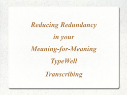 Reducing Redundancy in your Meaning-for