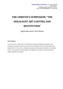 the christie`s symposium: &ldquo;the holocaust art looting and restitution&rdquo;