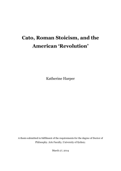 Cato, Roman Stoicism, and the American `Revolution`