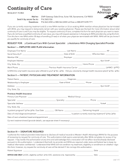 Continuity of Care - Western Health Advantage