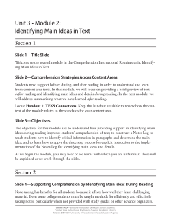 Unit 3 &bull; Module 2: Identifying Main Ideas in Text