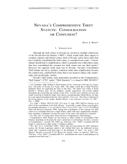 Nevada`s Comprehensive Theft Statute: Consolidation or Confusion?