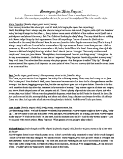 Monologues for &ldquo;Mary Poppins&rdquo;