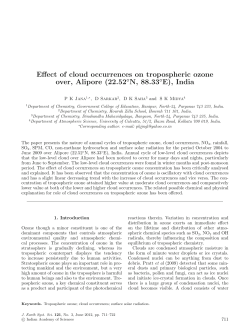 Effect of cloud occurrences on tropospheric ozone over, Alipore