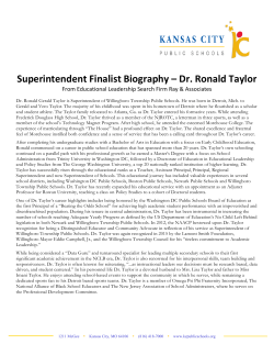 Superintendent Finalist Biography – Dr. Ronald Taylor
