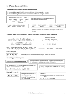 N Goalby chemrevise.org 1 5.1.3 Acids, Bases and Buffers