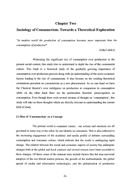 Chapter Two Sociology of Consumerism: Towards a Theoretical