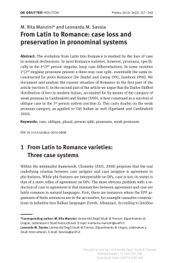 From Latin to Romance: case loss and preservation in pronominal