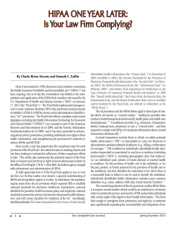 hIpaa one year later: Is your law Firm complying?