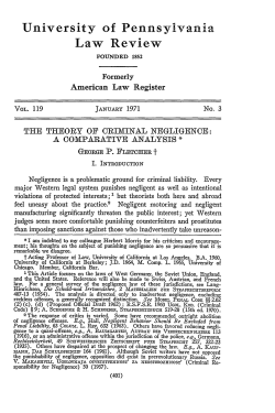 Theory of Criminal Negligence - Penn Law: Legal Scholarship