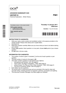 Question paper - Unit F981 - Historical explanation - British