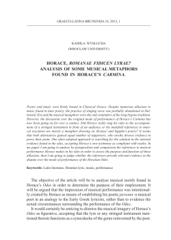 HORACE, ROMANAE FIDICEN LYRAE? ANALYSIS OF SOME