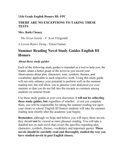 Summer Reading Novel Study Guides English III Honors About