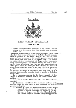 New Zealand. LAND TITLES PROTECTION.