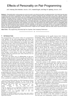 Effects of Personality on Pair Programming