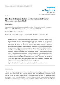 The Role of Religious Beliefs and Institutions in Disaster
