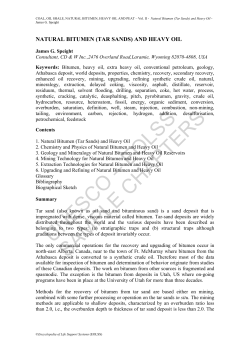 Natural Bitumen (Tar Sands) and Heavy Oil