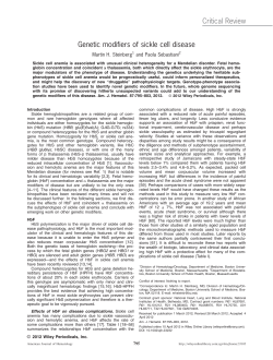 Genetic modifiers of sickle cell disease