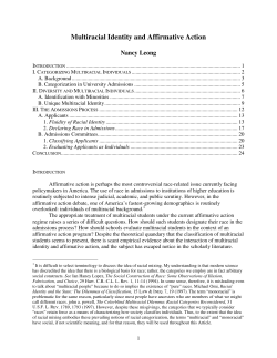 Multiracial Identity and Affirmative Action