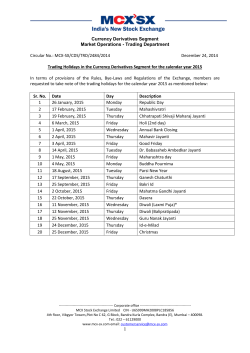 Currency Derivatives Segment Market Operations