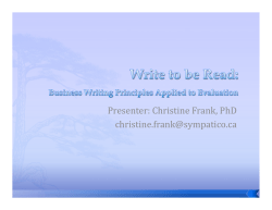 Presenter: Christine Frank, PhD