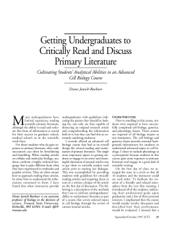 Getting Undergraduates to Critically Read and Discuss Primary