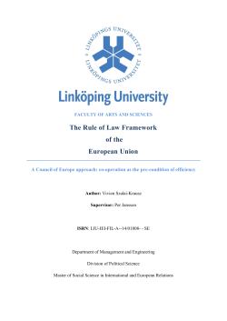 The Rule of Law Framework of the European Union
