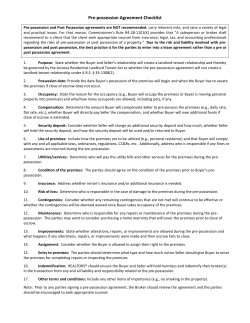 Pre-possession Agreement Checklist