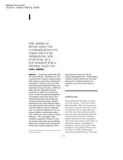 THE AMERICAN RETAIL SALES TAX: CONSIDERATIONS ON