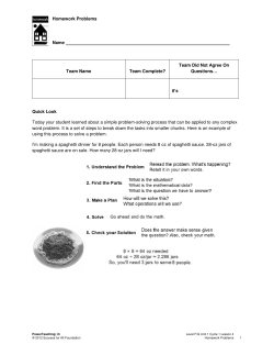 Homework Problems Name Team Name Team Complete?